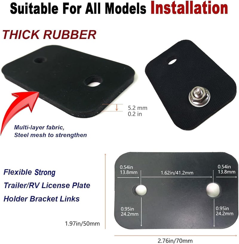 AOOTF Trailer License Plate Holder Bracket- Truck/RVs/Boats/Jet Ski Rubber Car Tag Holder and Carbon Fiber Frame with Black Screw Caps - Image 2